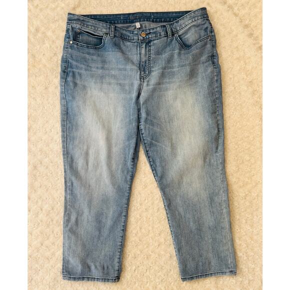 Jennifer Lopez Womens High Rise Cropped Medium Wash Cotton Denim Blue Jeans 18W - Picture 1 of 6